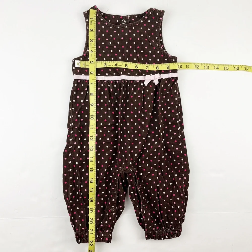 Gymboree Sleeveless Brown Polka Dot Corduroy Romper Size 6-12 M
